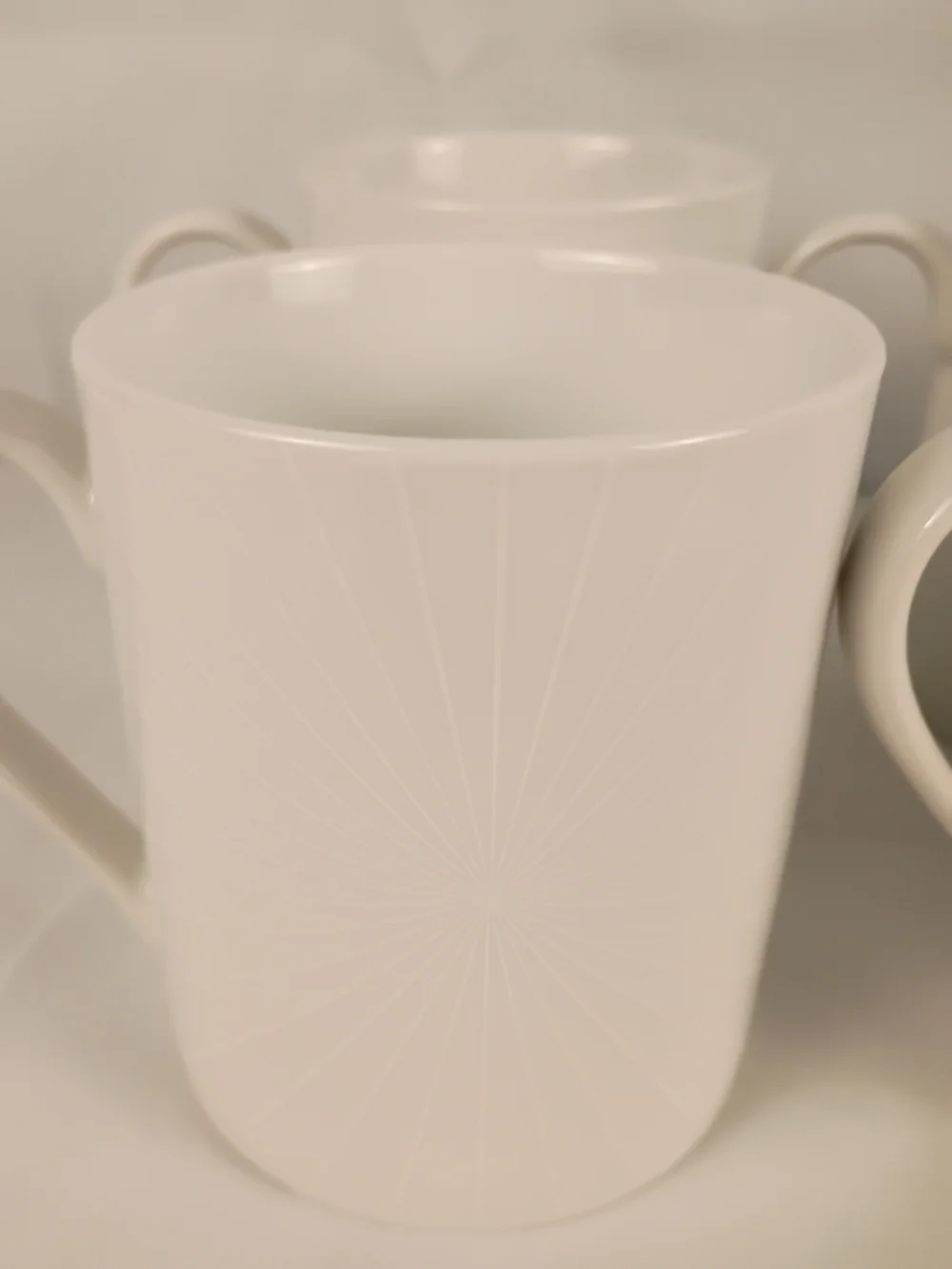 Mikasa Cheers White Porcelain Coffee Mugs Set of 8 Assorted Patterns 12 Oz